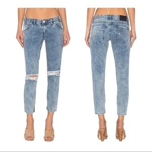 ONE X ONE TEASPOON Freebirds Low Rise Cropped Skinny Jeans Distressed Size 24